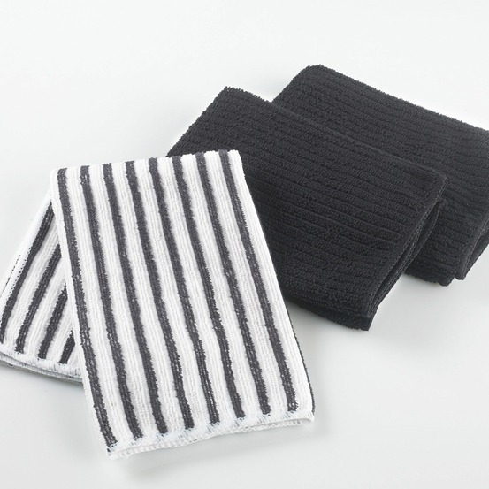 3 torchons microfibre cuistot noir et unis
