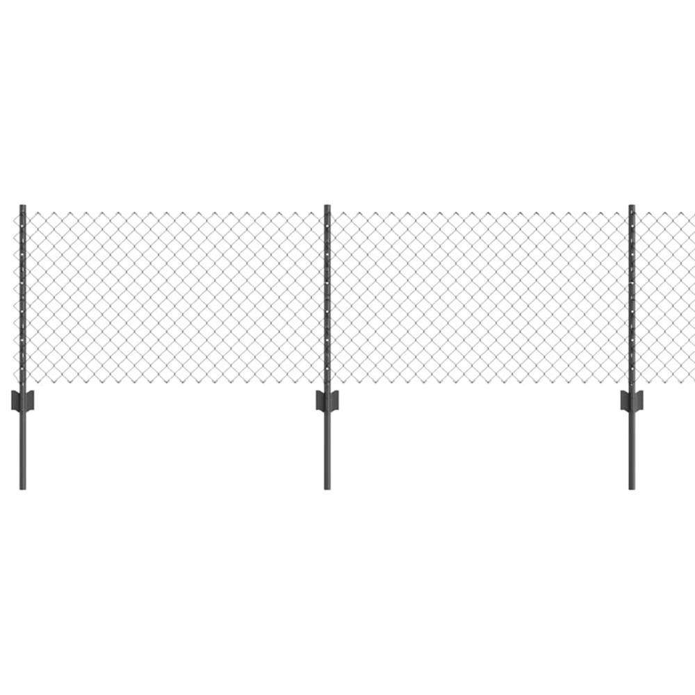 Clôture avec poteau gris 0,4 x 100 m acier et pvc