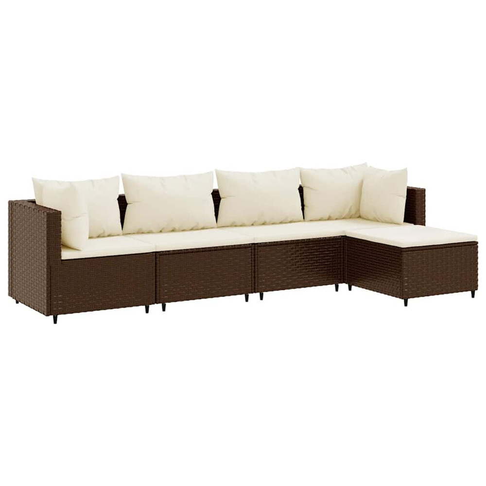Salon de jardin 5 pcs avec coussins marron résine tressée