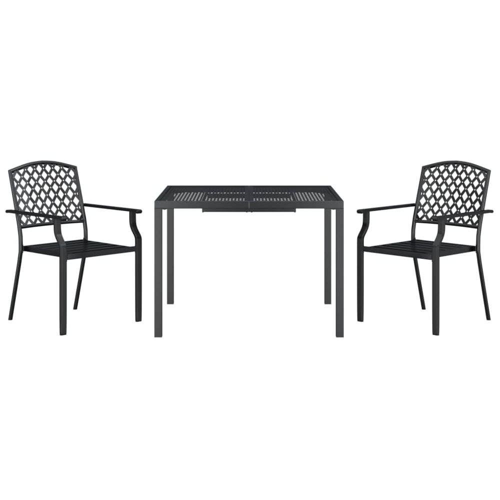 Ensemble de salle à manger de jardin meuble extérieur 3 pièces anthracite acier