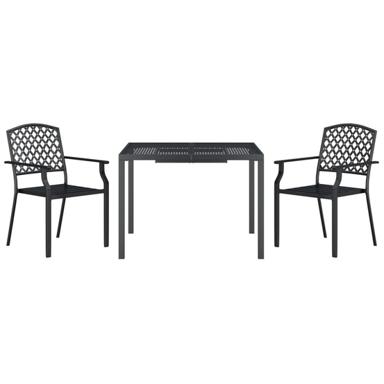 Ensemble de salle à manger de jardin meuble extérieur 3 pièces anthracite acier