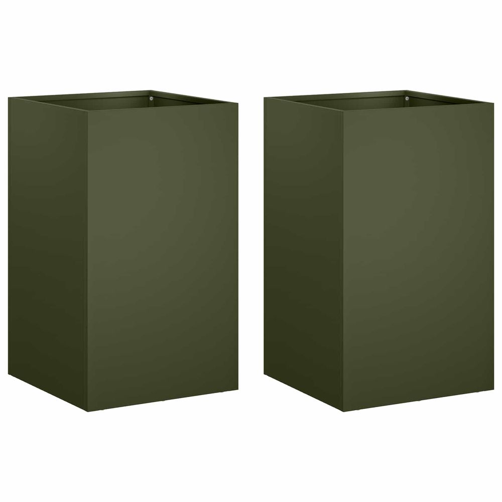 Cache-pot de jardin 2 pc vert olive 30 x 30 x 40 cm