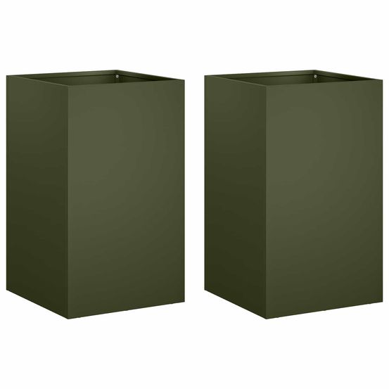 Cache-pot de jardin 2 pc vert olive 30 x 30 x 40 cm