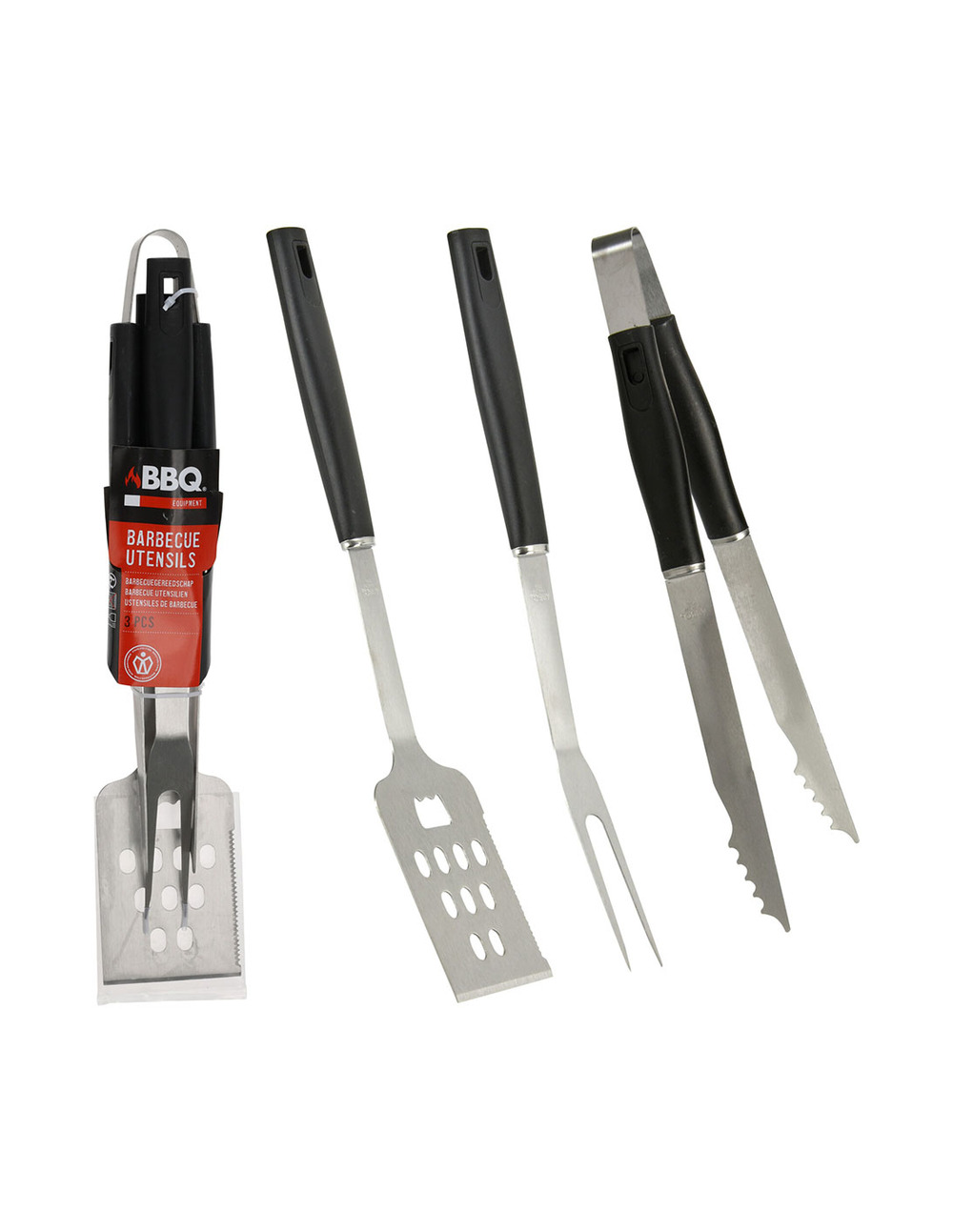 Ensemble d'ustensiles de barbecue noir 3 pièces - bbq collection