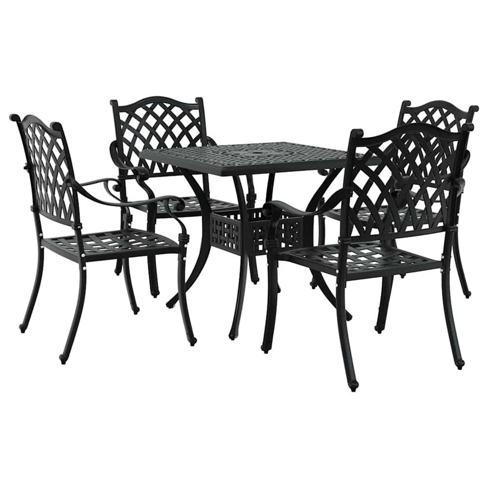 Ensemble de tables de jardin 5 pcs noir aluminium coulé