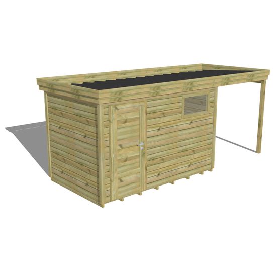 Abri de jardin bois pin traité autoclave 27mm - 5,44x2,14m / 12m2 - bac acier - plancher bois