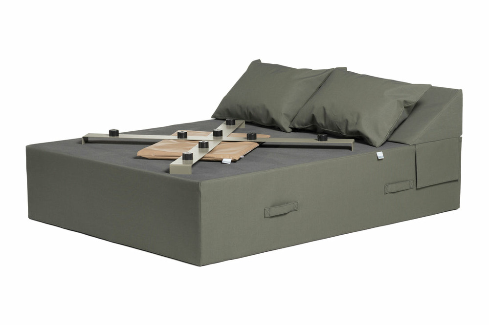 Sun pack kontiki | 1 lit de piscine deux places 180x136xh38cm + 2 coussins 50x50cm + 1 housse de protection + 2 piètements 136cm