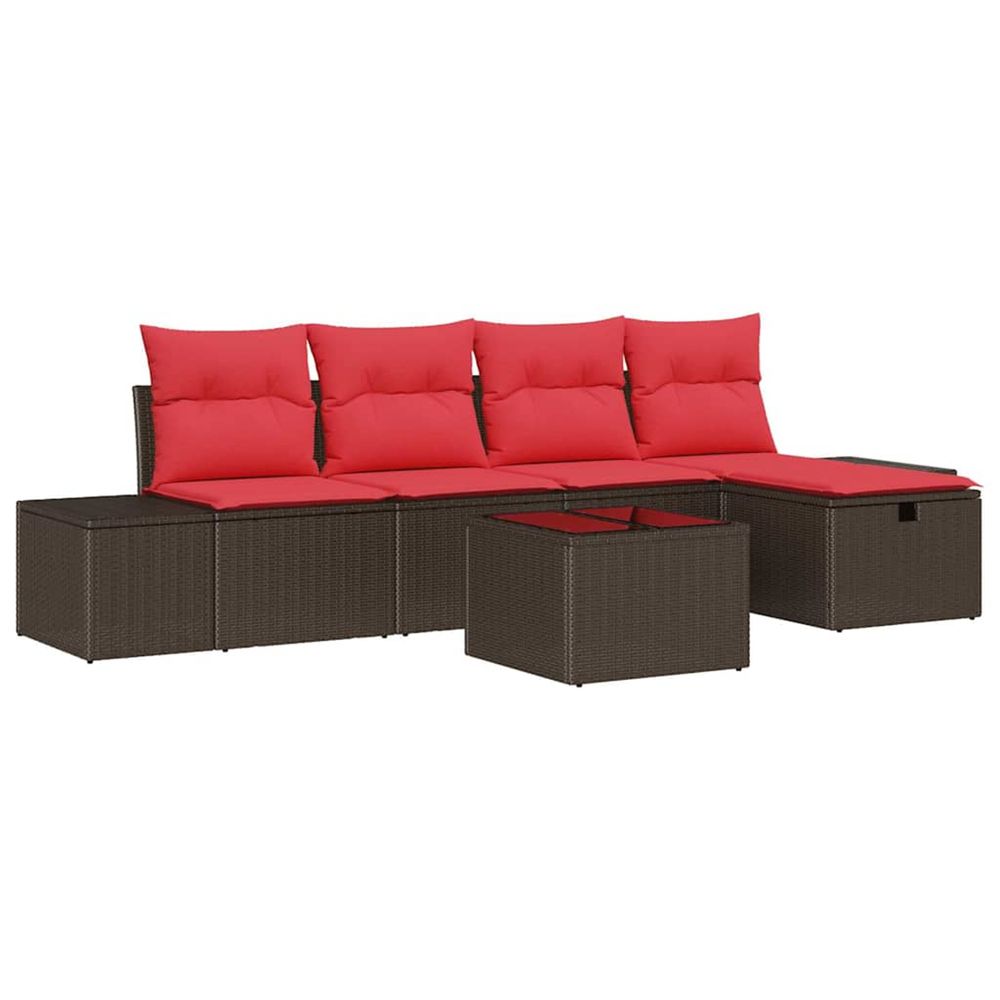Ensemble de canapé de jardin 6 pc marron polyrotin