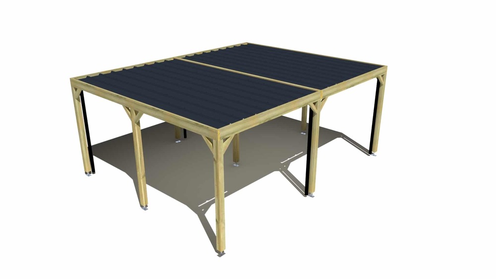 Carport bois • 6m x 5m • indépendante • sens largeur • livraison comprise