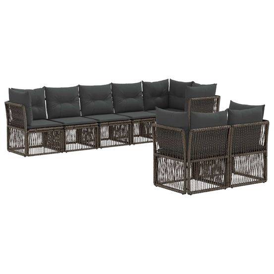 Ensemble de canapé de jardin 8 pc gris polyrotin