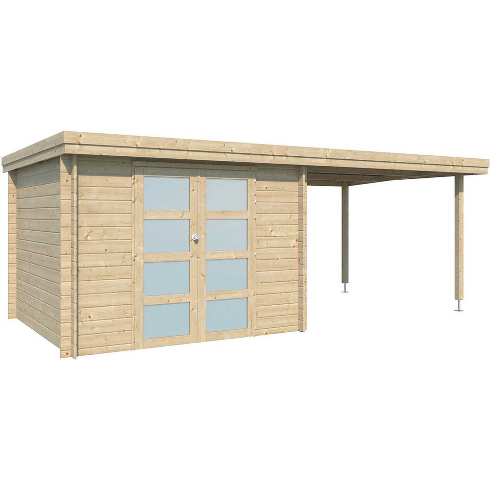 Chalet en bois 7,26 m² oregon chalet avec extension 7,91 m²