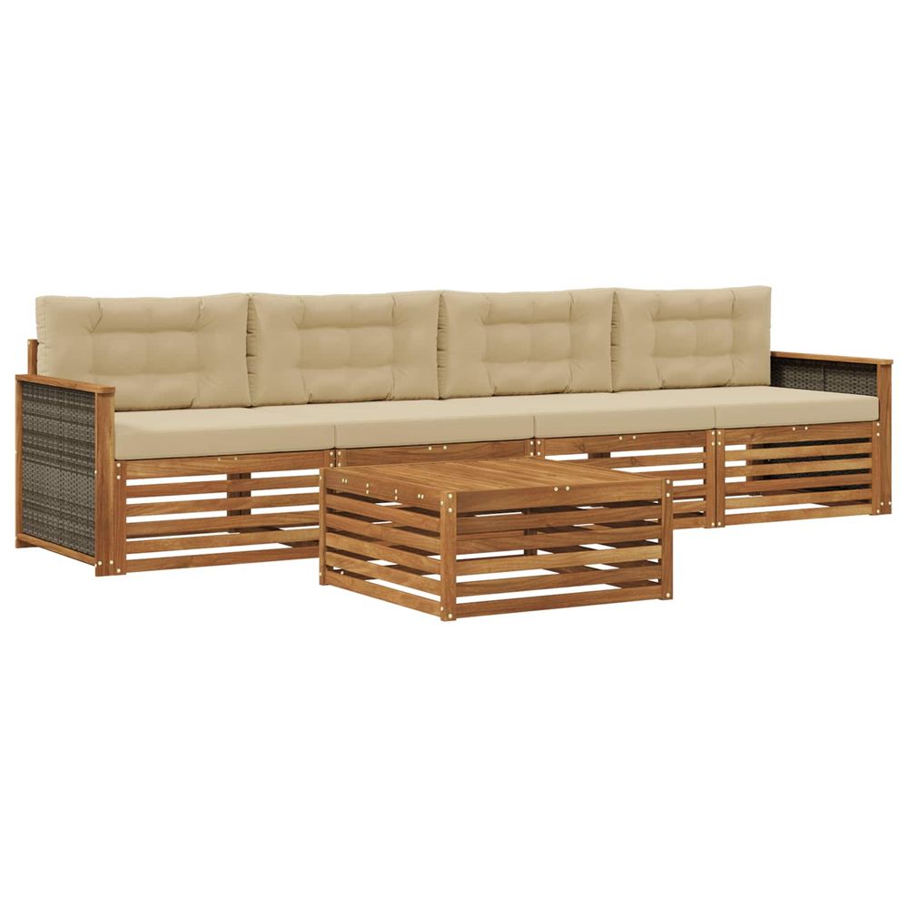 Ensemble de canapés d'extérieur 5 pc naturel et beige