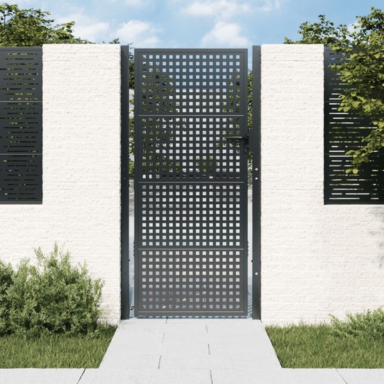 Portail de jardin anthracite 105 x 175 cm acier
