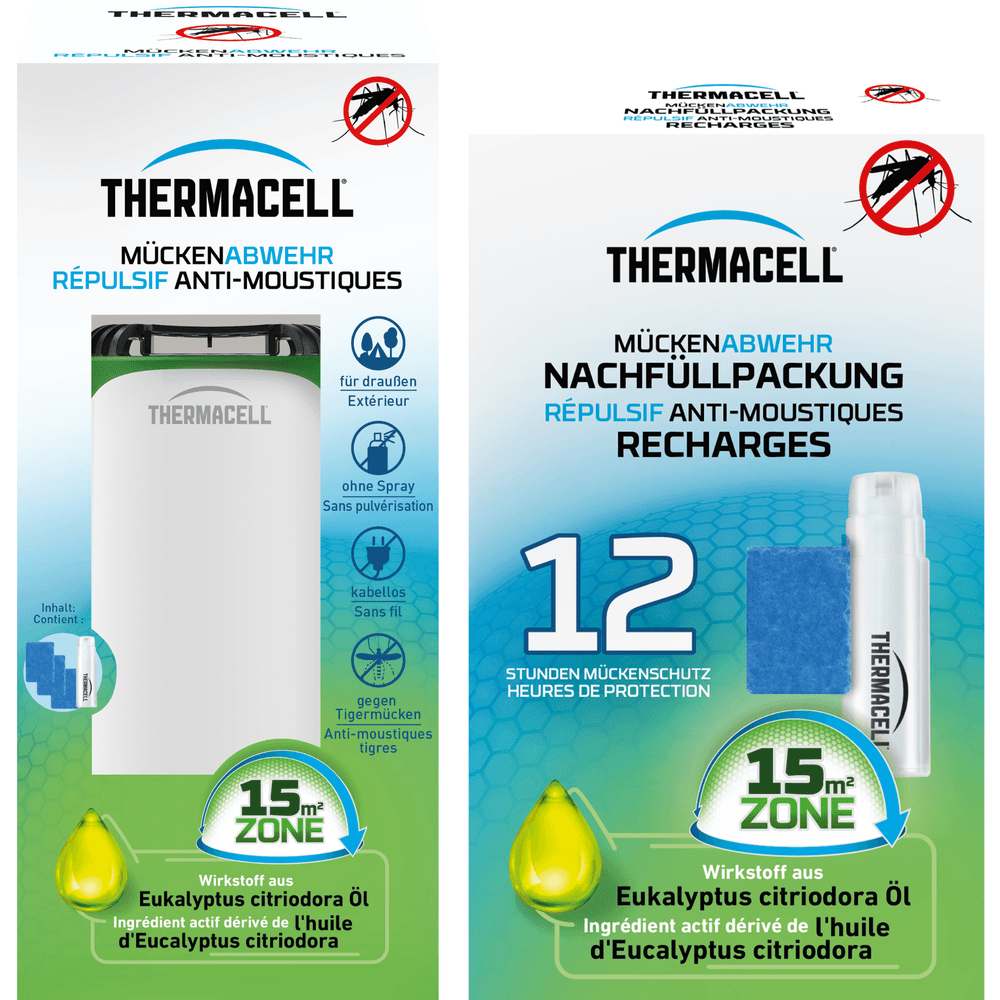 Thermacell diffuseur répulsif anti moustiques & moustiques tigres - extérieur - sans fil - protection 15m² - recharges 12h
