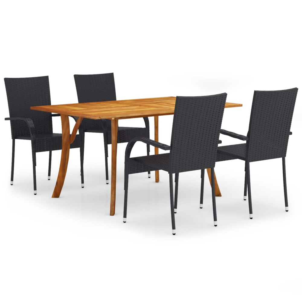 Ensemble à manger de jardin 5 pcs noir