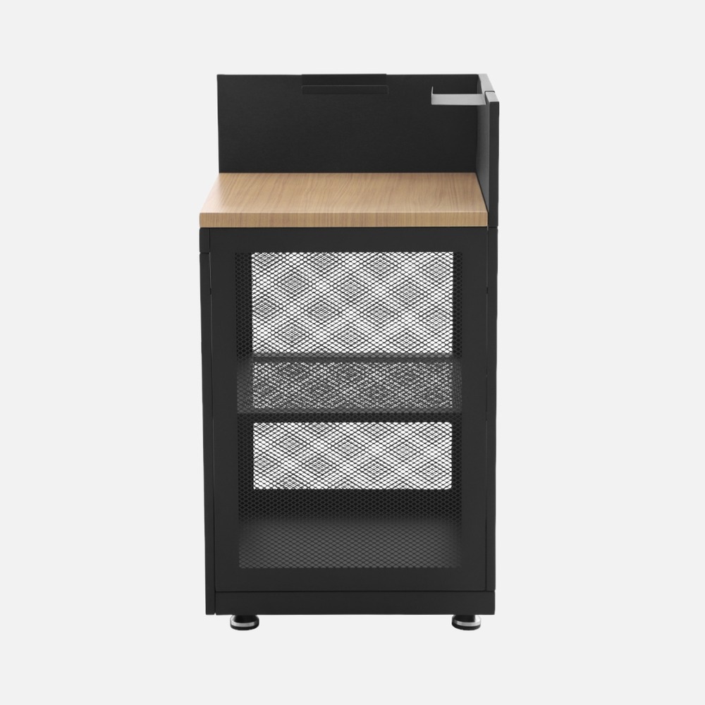 Module d'angle de cuisine extérieure acier et décor bois 1 étagère l60cm - milos
