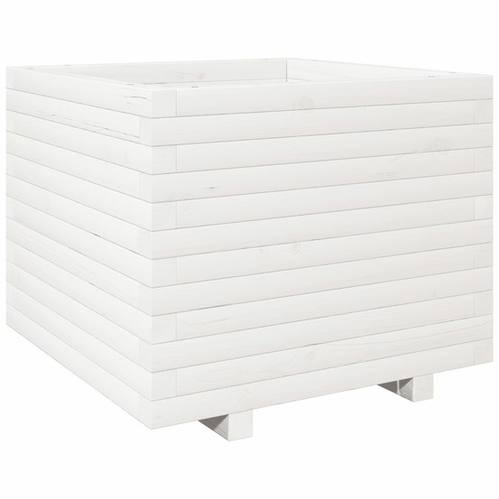 Jardinière blanc 60x60x49,5 cm bois de pin massif