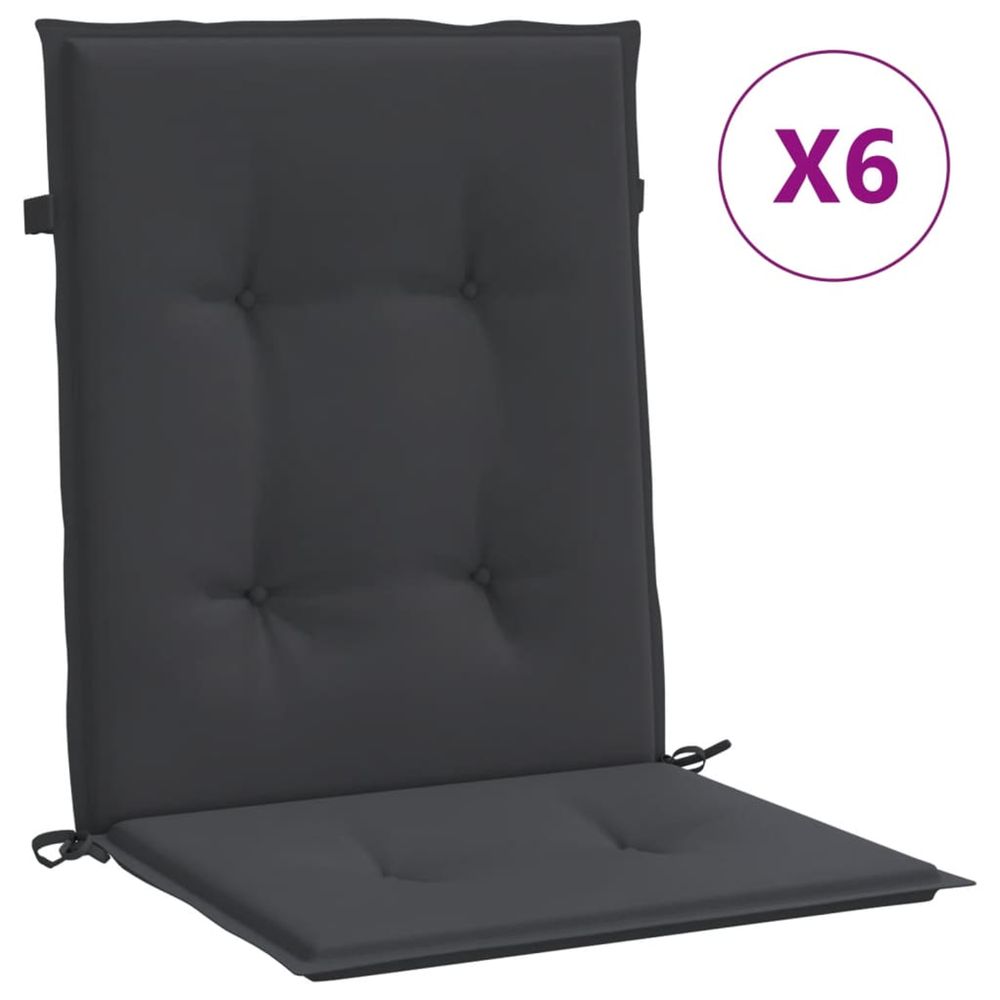 Coussins de chaise de jardin 6 pc noir 100 x 50 x 3 cm
