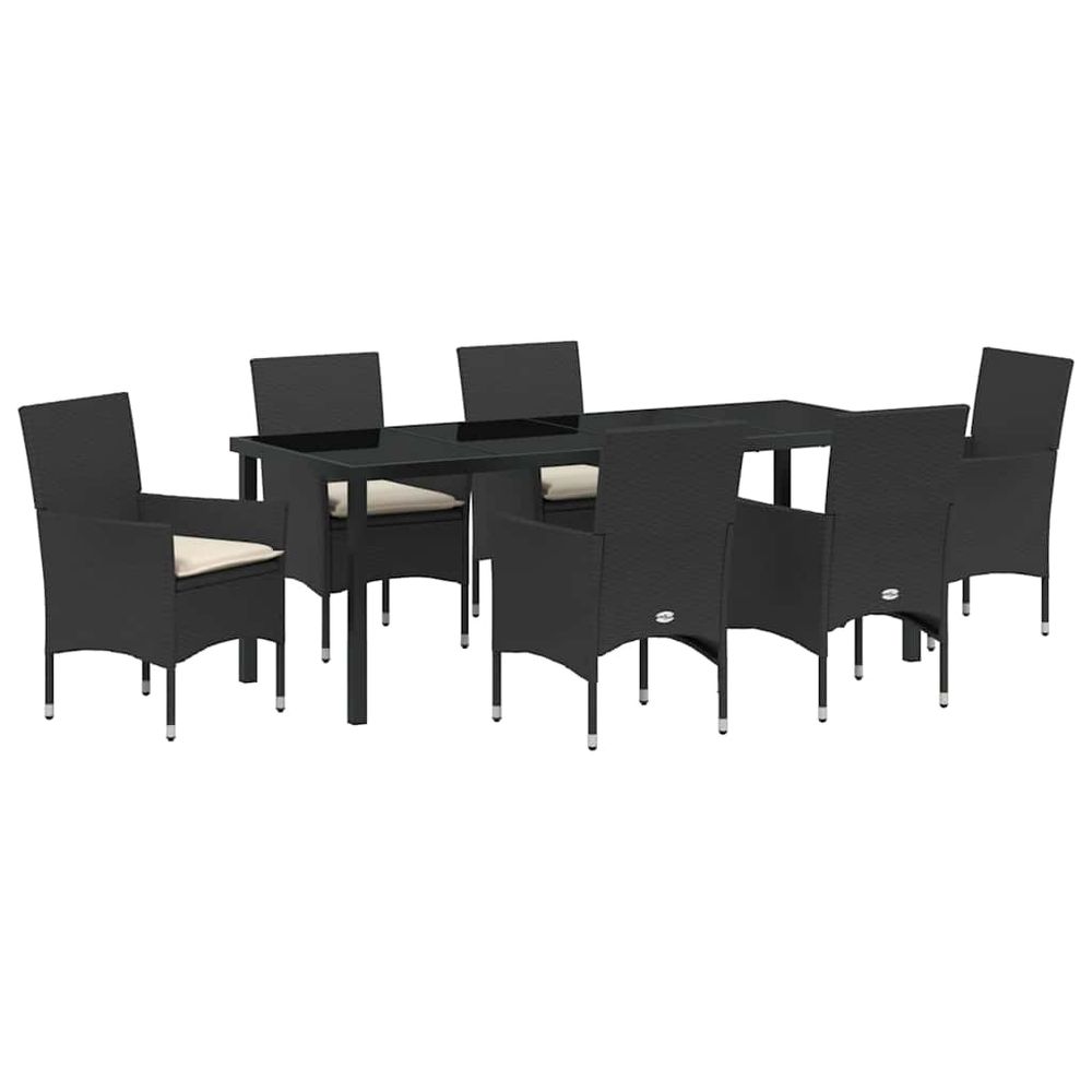 Ensemble de salle à manger pour jardin 7 pc noir polyrotin