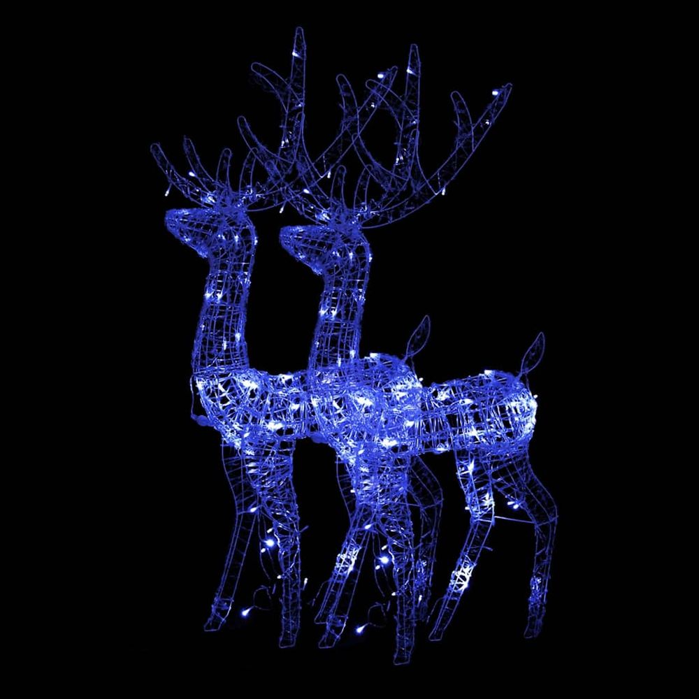 Décorations de noël de renne acrylique 2 pcs 128 cm bleu