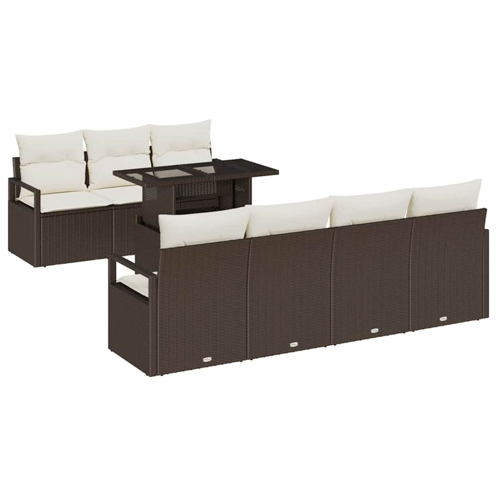 Ensemble de canapé de jardin 8 pc marron poly rotin