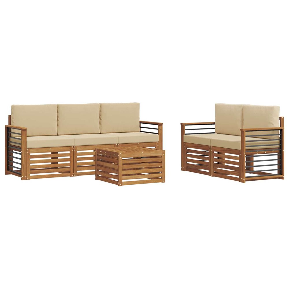 Ensemble de canapés d'extérieur 6 pc naturel et beige