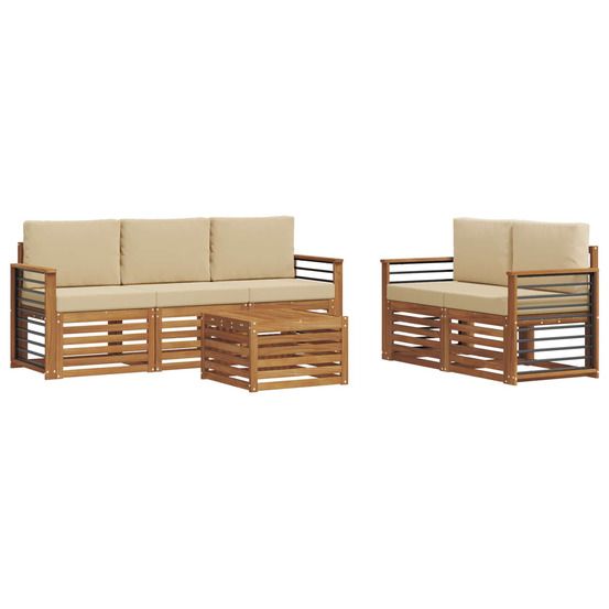 Ensemble de canapés d'extérieur 6 pc naturel et beige
