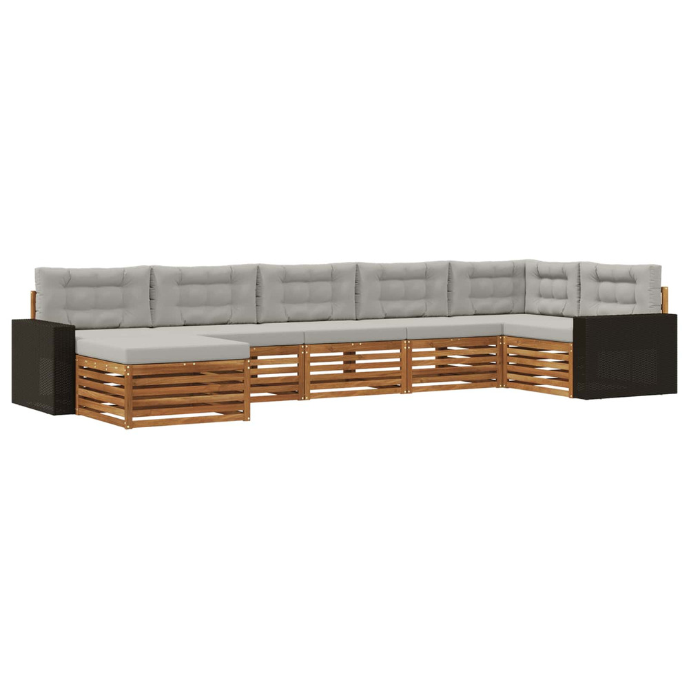 Ensemble de canapés d'extérieur 7 pcs naturel et gris clair