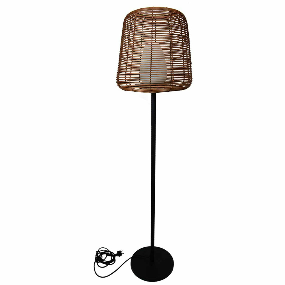 Lampadaire, lampe à pied LED en bois d'acacia naturel et abat-jour