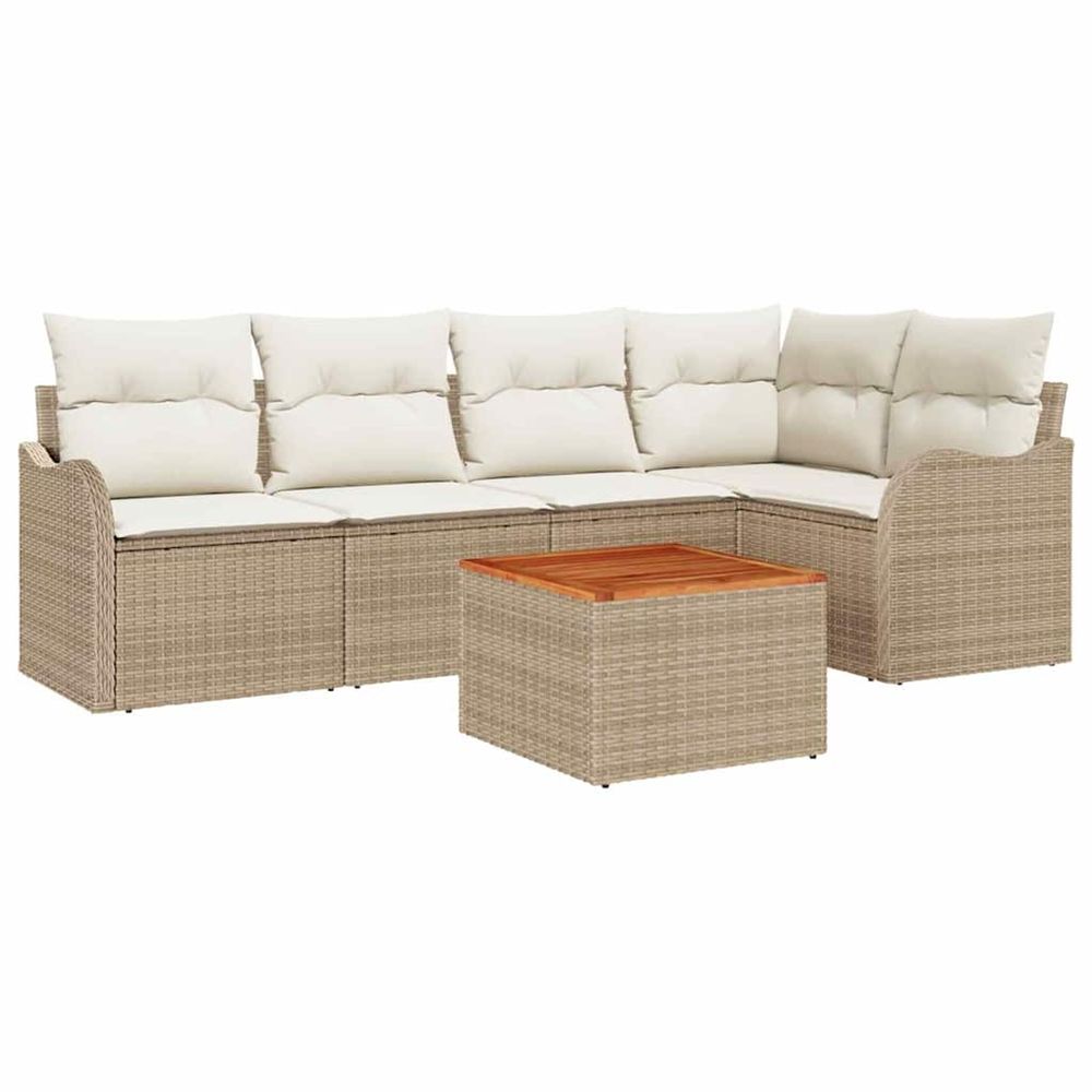 Ensemble de canapé de jardin 6 pc beige polyrotin