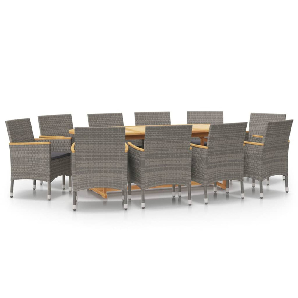Ensemble à manger de jardin 11 pcs avec coussins gris