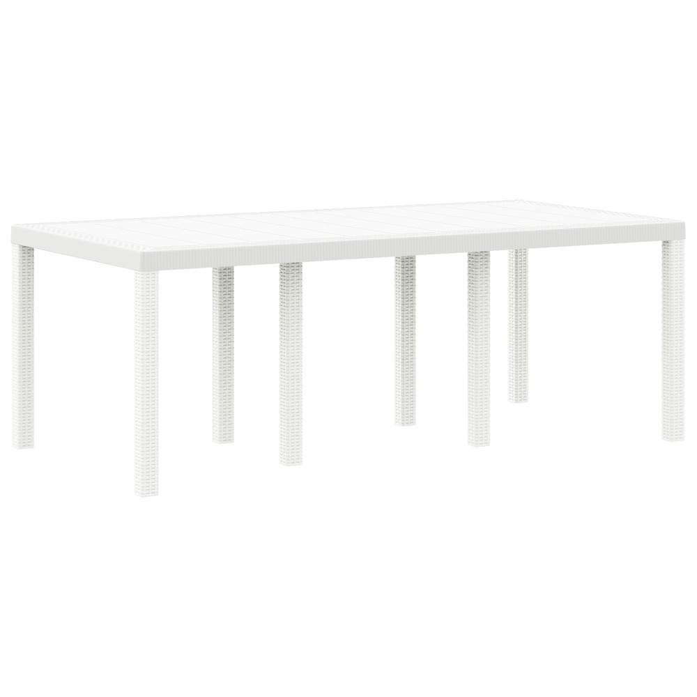 Table de jardin blanche 200x100x73 cm en poly rattan
