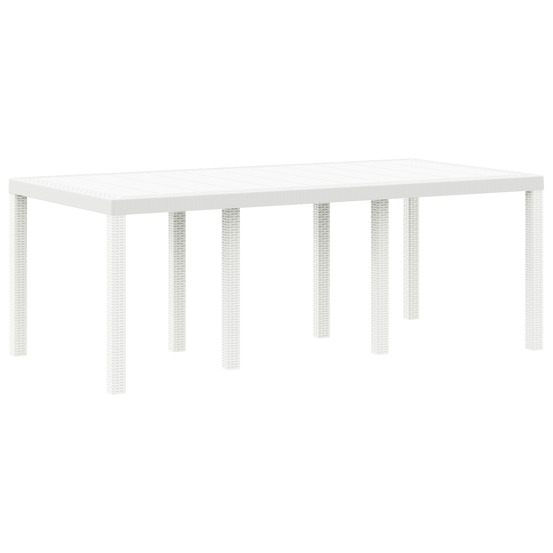 Table de jardin blanche 200x100x73 cm en poly rattan