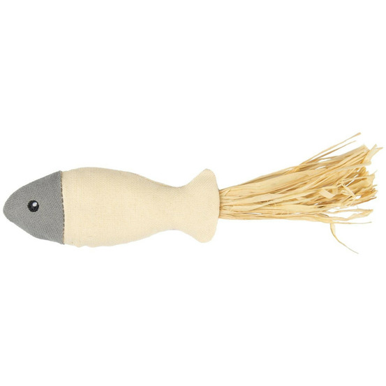 Poisson natural fun. 20 cm. Gris beige. Gamme green. Jouet pour chat.