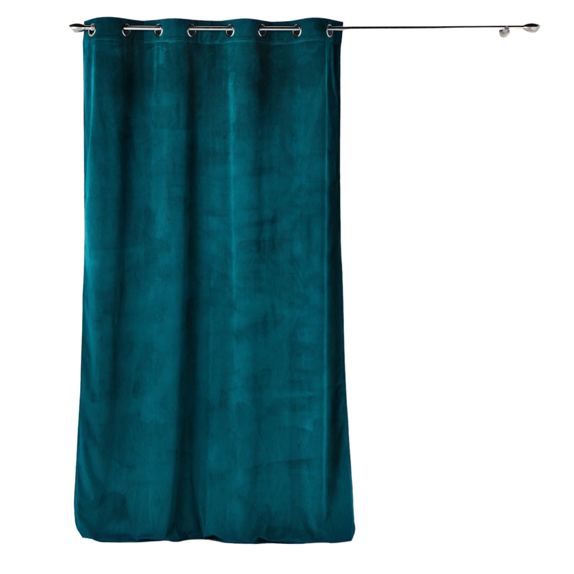 Rideau a oeillets velours 140 x 260 cm cottele petrole