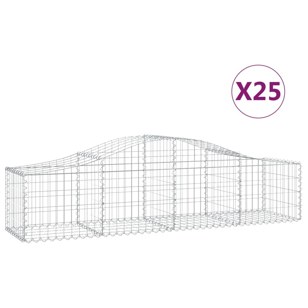 Paniers à gabions arqués 25 pcs 200x50x40/60 cm fer galvanisé
