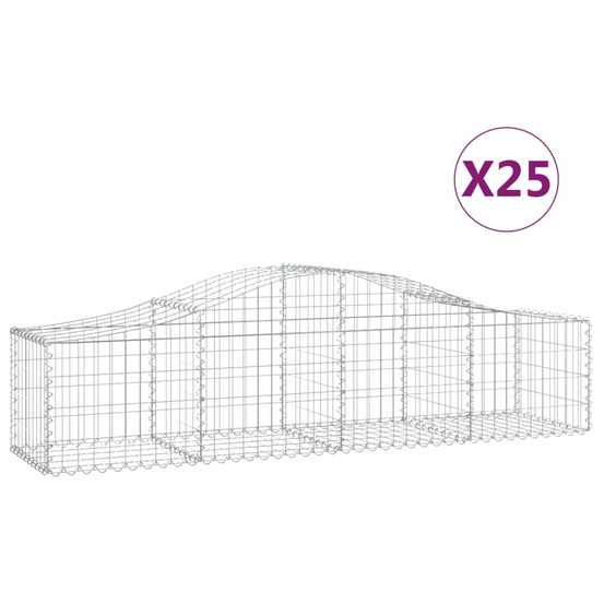 Paniers à gabions arqués 25 pcs 200x50x40/60 cm fer galvanisé