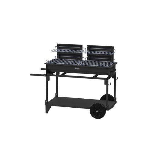 Barbecue xl double foyers avec chariot