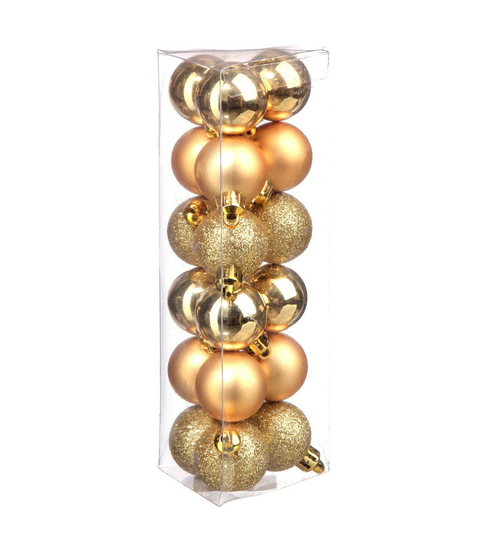 Décoration de sapin lot de 18 boules de noël d 3 cm - or et doré