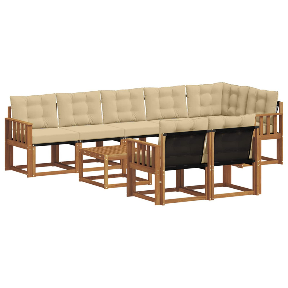 Ensemble de canapés d'extérieur 9 pcs naturel et beige