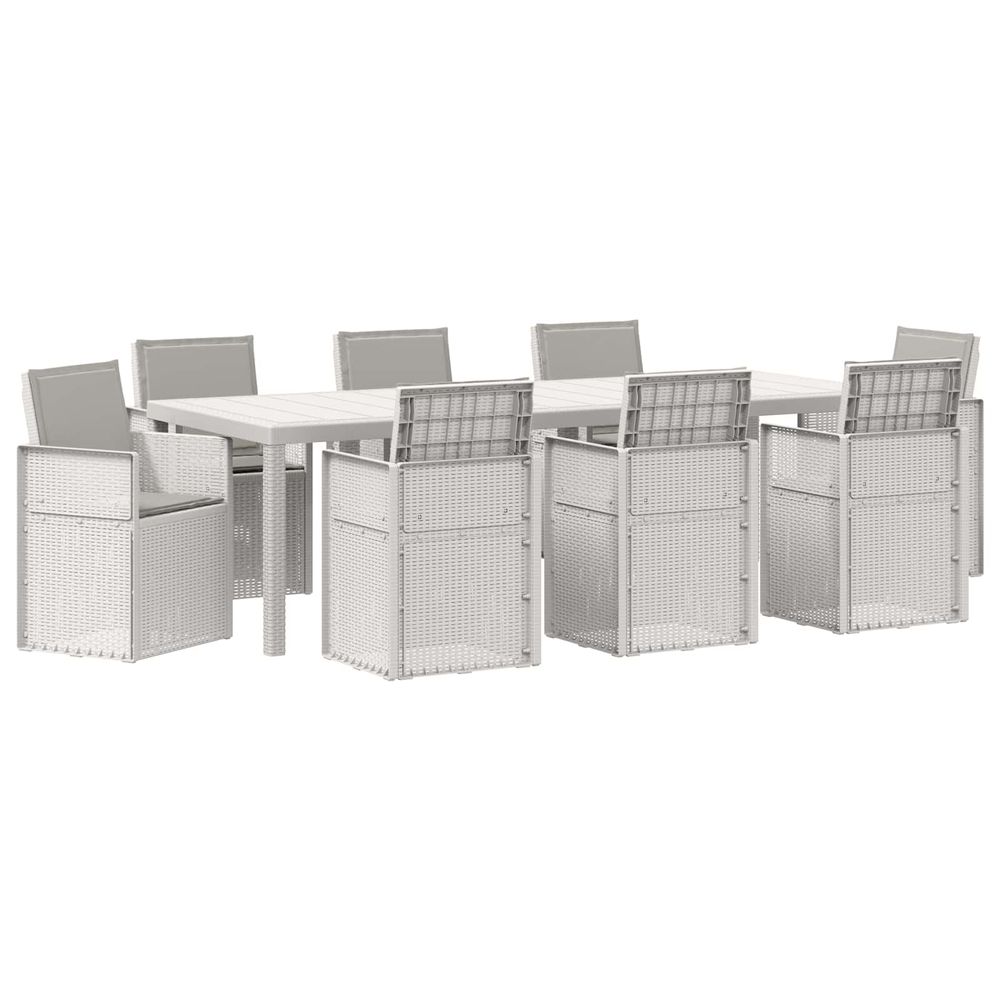Ensemble de salle à manger pour jardin 9 pc blanc et gris clair