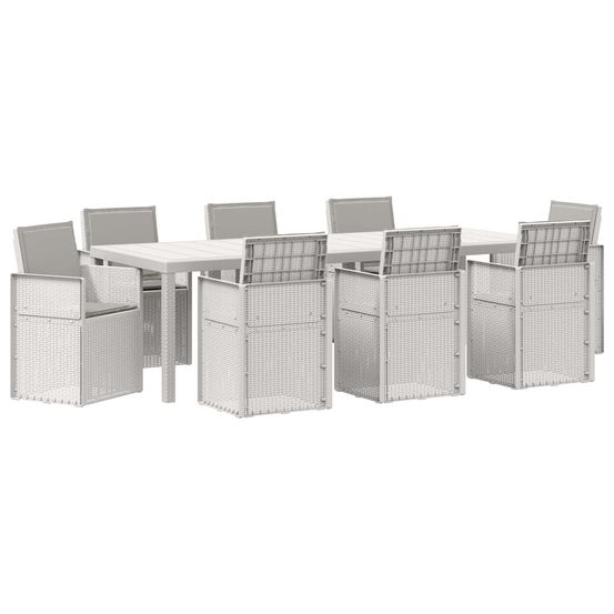 Ensemble de salle à manger pour jardin 9 pc blanc et gris clair
