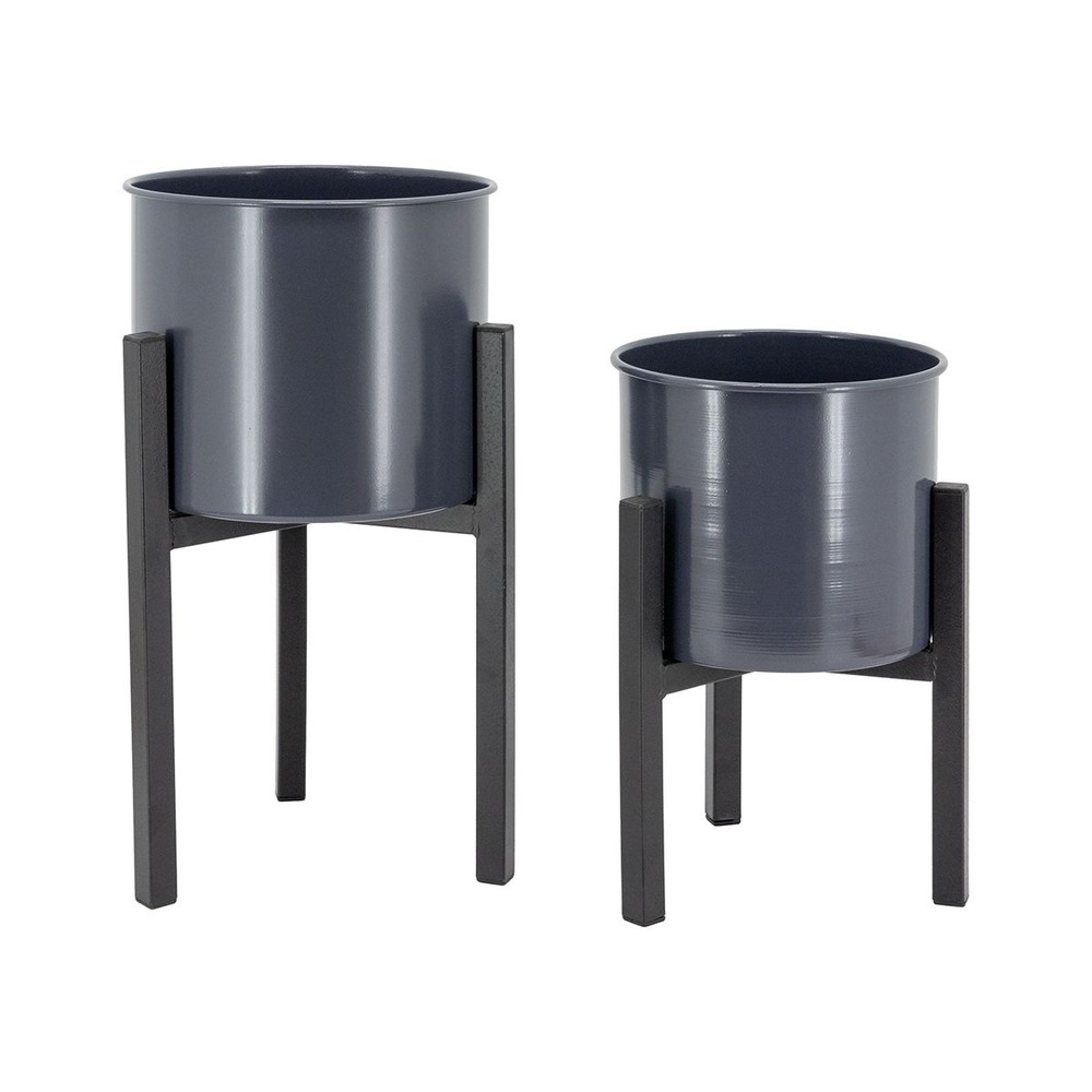 Cache-pots en métal noir graph (lot de 2)