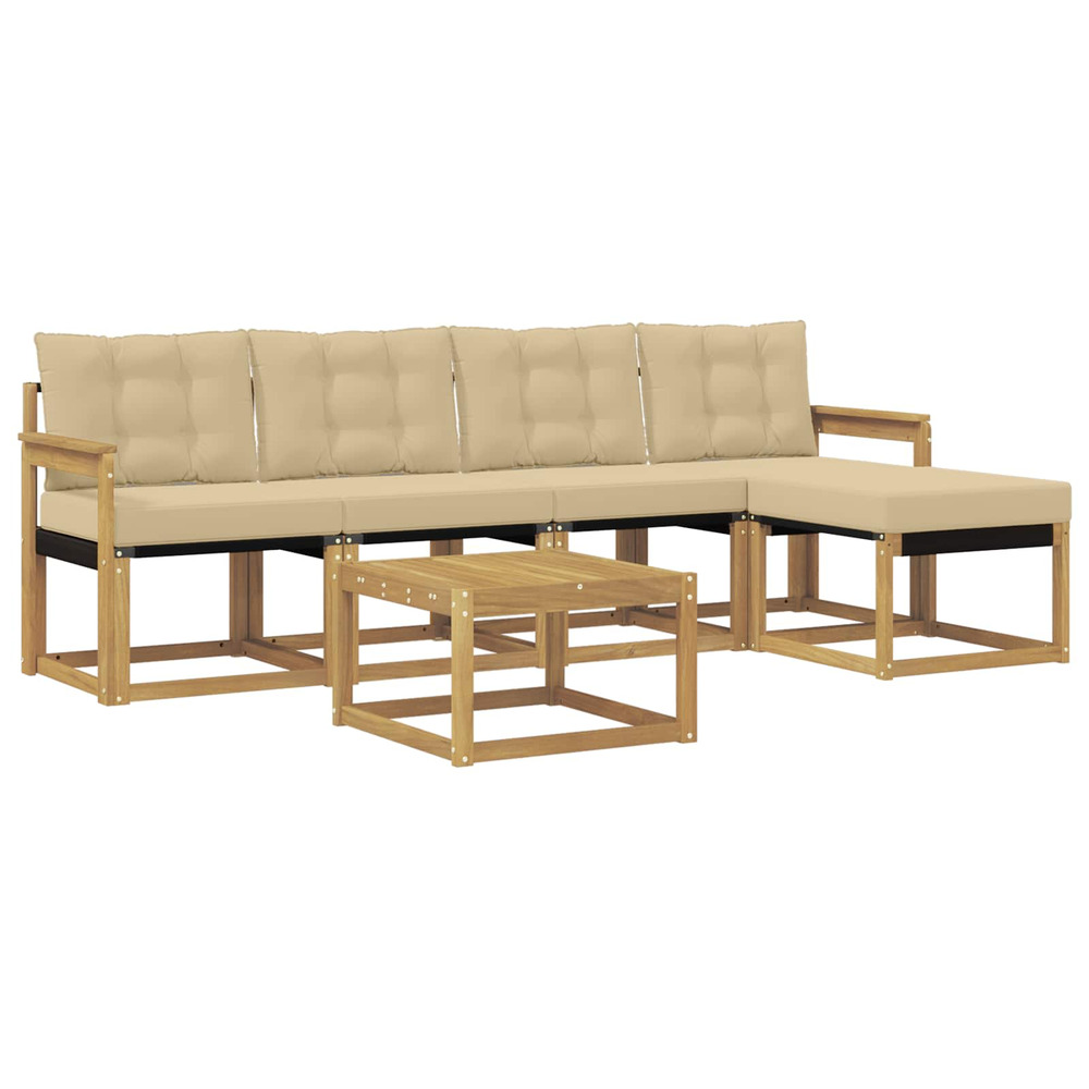 Ensemble de canapés d'extérieur 6 pcs blanc et beige