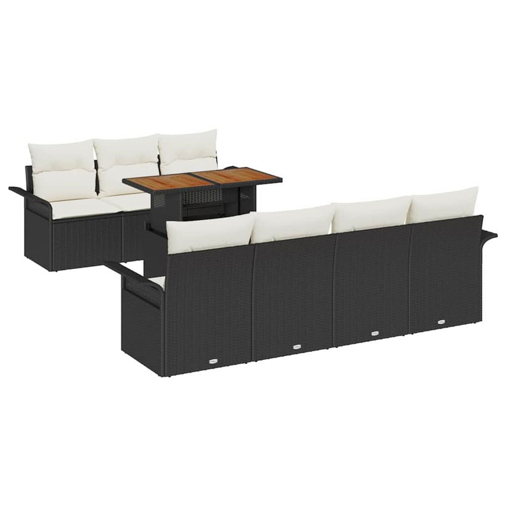 Ensemble de canapé de jardin 8 pc noir poly rotin