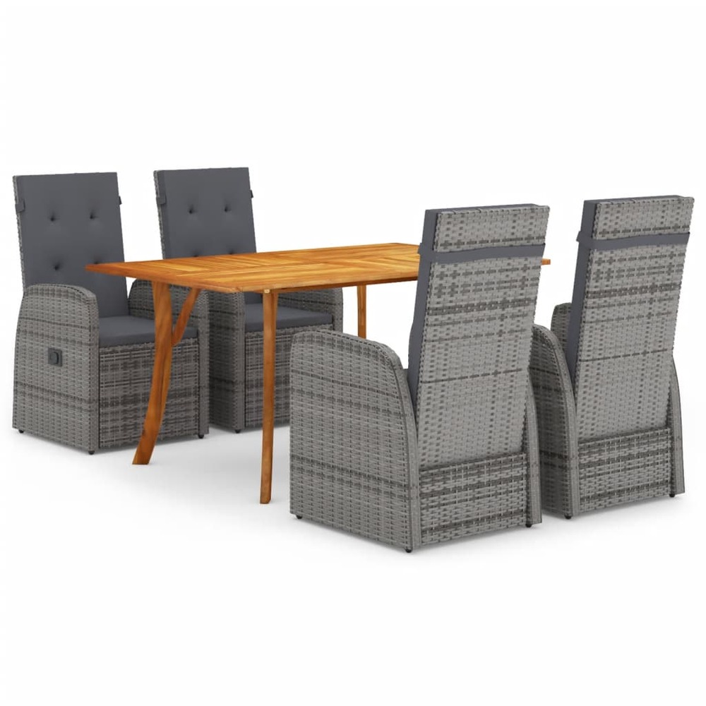 Ensemble de salle à manger de jardin 5 pcs gris