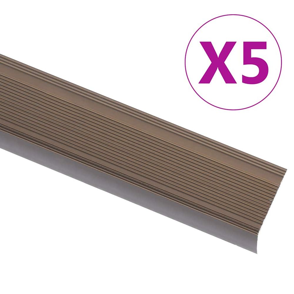 Nez de marche forme en l 5 pcs aluminium 90 cm marron