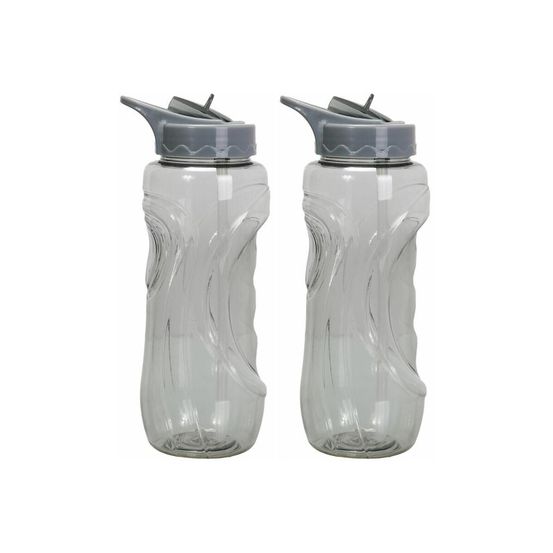 Gourde de sport bouchon avec paille 900 ml (lot de 2) gris