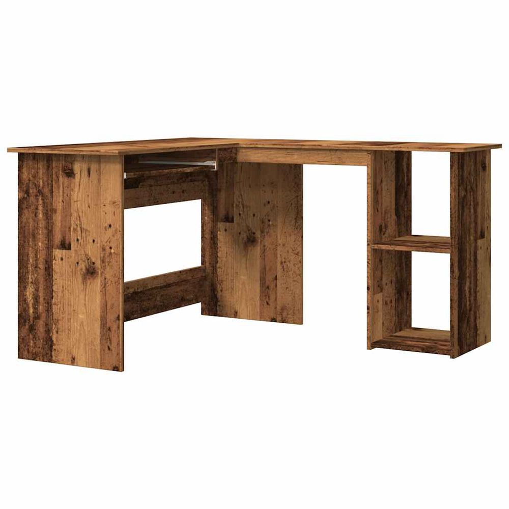 Bureau d'angle vieux bois 120x140x75 cm bois d'ingénierie