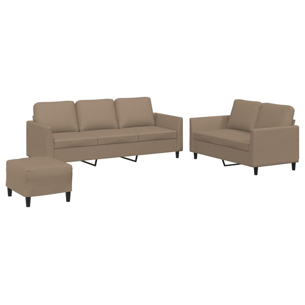 Ensemble de canapés 3 pcs avec coussins cappuccino similicuir